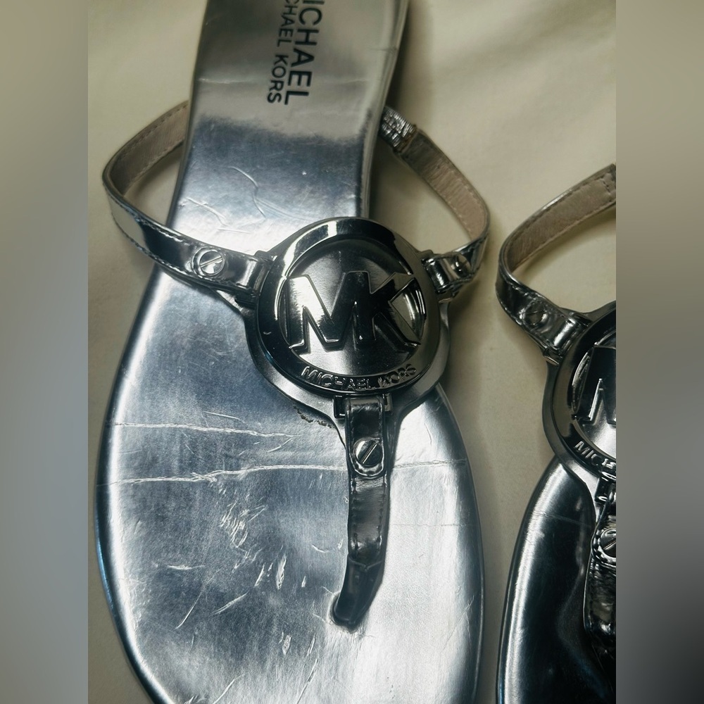 Michael Kors Metallic Silver Sandals - Picture 2 of 6